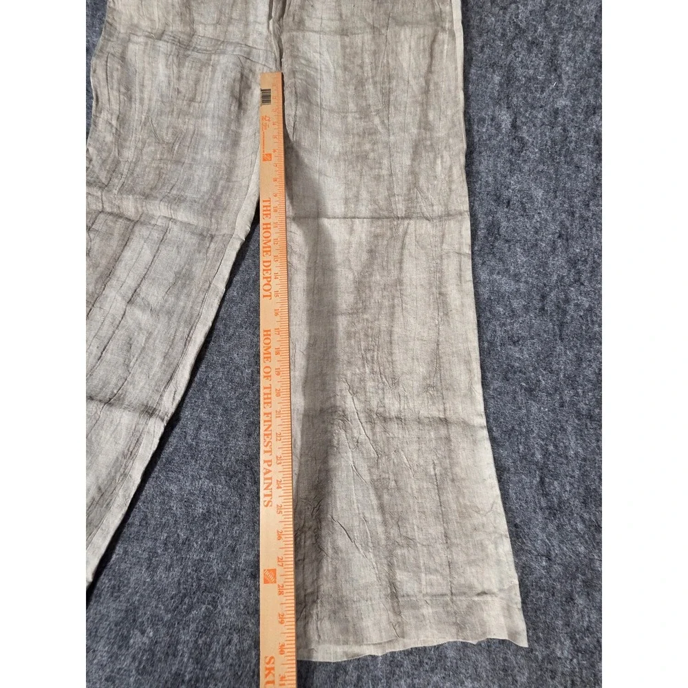Zara Mens XL Wide Leg Linen Blend Tie Dye Trousers Taupe Grey Relaxed Pants